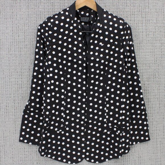 TOV Holy Jacket Womens Size 40 Black Polka Dot Long Sleeve Open Front Polyester - Picture 1 of 9